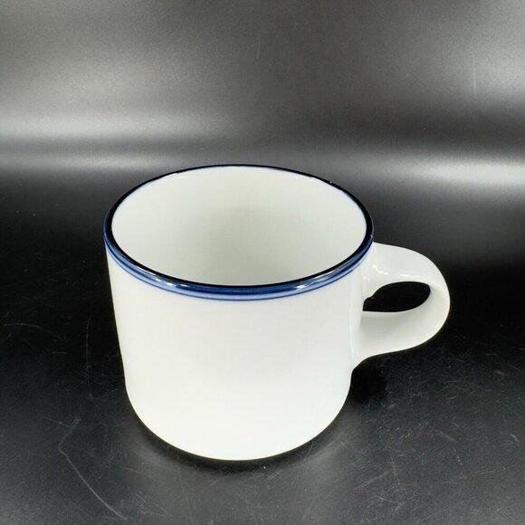 Dansk Concerto Allegro Blue Rimmed Coffee Mug Cup Portugal Ceramic White VTG - Picture 11 of 14